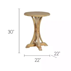Kirklands Home Natural Wooden Arched Base Round Top Accent Table Tan Hot