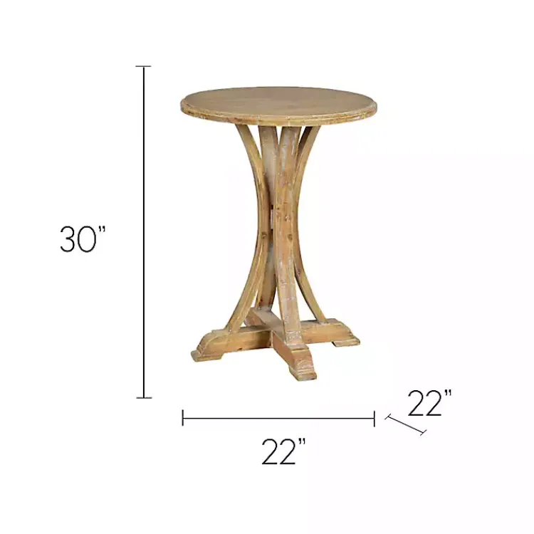 Kirklands Home Natural Wooden Arched Base Round Top Accent Table Tan Hot