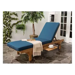 Kirklands Home Natural Wooden Chaise with Table and Navy Cushion Blue Online