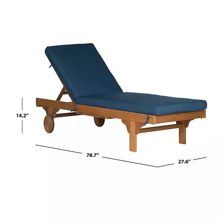 Kirklands Home Natural Wooden Chaise with Table and Navy Cushion Blue Online