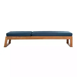 Kirklands Home Natural Wooden Chaise with Navy Cushion Blue Online