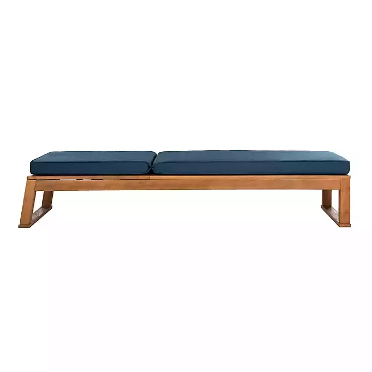 Kirklands Home Natural Wooden Chaise with Navy Cushion Blue Online