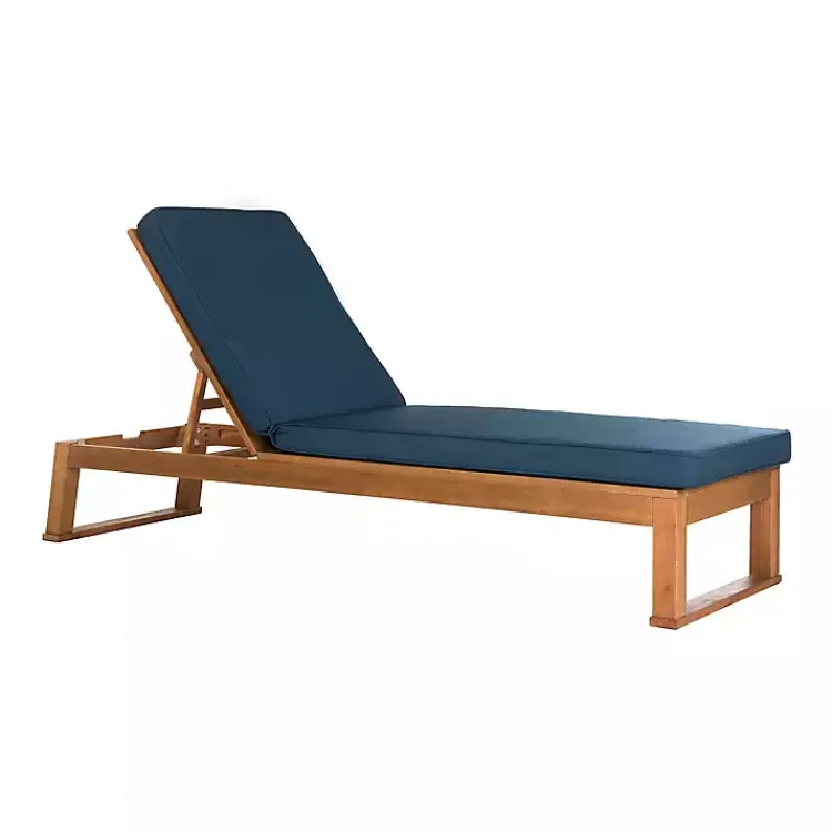 Kirklands Home Natural Wooden Chaise with Navy Cushion Blue Online