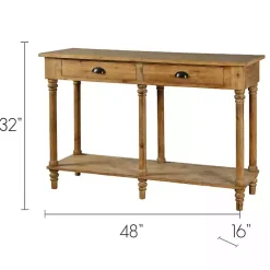 Kirklands Home Natural Wooden 2-Drawer Console Table New