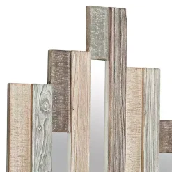Kirklands Home Natural Wooden Planks Mirrored Wall Plaque Tan Clearance