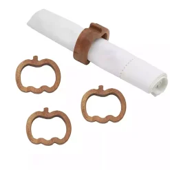 Fall>Kirklands Home Natural Wooden Pumpkin Napkin Rings, Set of 4