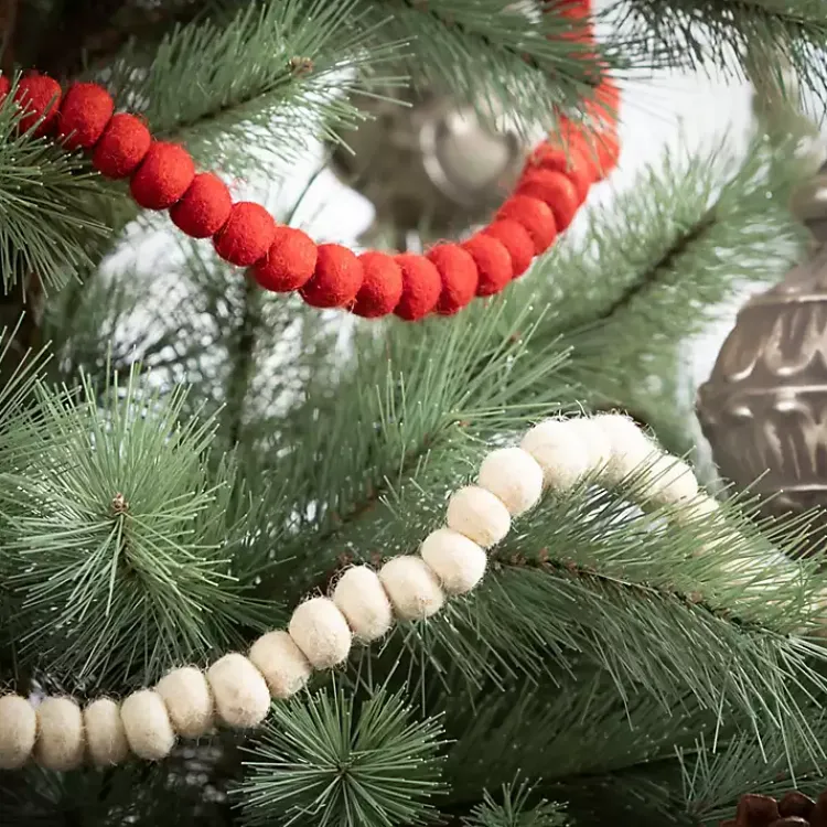Christmas Tree Decorations>Kirklands Home Natural Wool Ball Tree Garland Tan