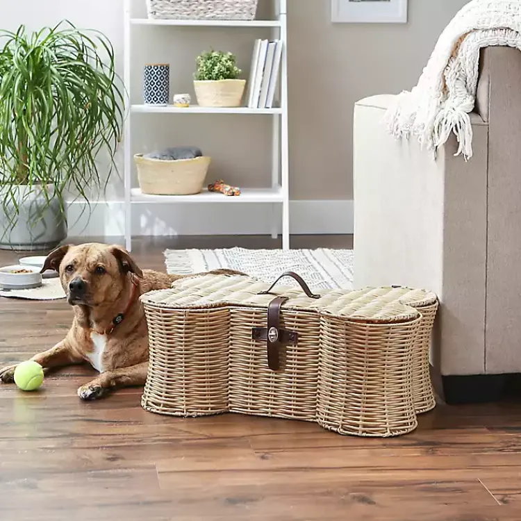 Baskets & Boxes>Kirklands Home Natural Woven Bone Shaped Basket, 24 in. Tan
