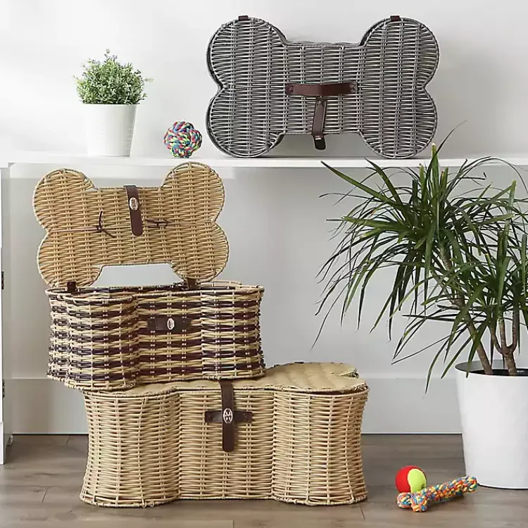 Baskets & Boxes>Kirklands Home Natural Woven Bone Shaped Basket, 24 in. Tan
