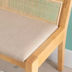 Kirklands Home Natural Woven Rat Back Minimalist Bench Tan Best