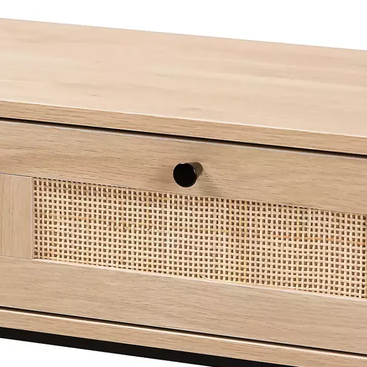 Kirklands Home Natural Woven Rat 2-Drawer Console Table Tan New