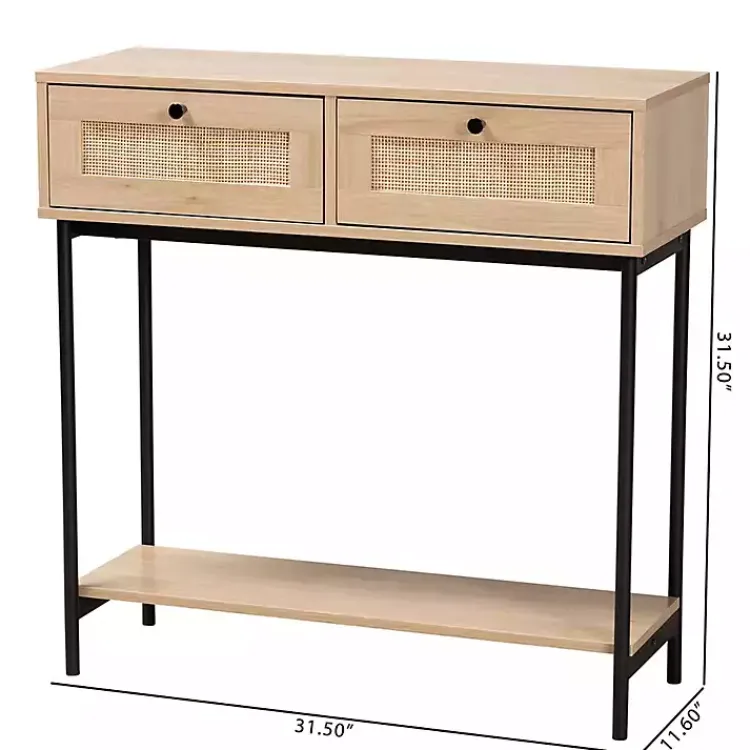Kirklands Home Natural Woven Rat 2-Drawer Console Table Tan New