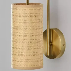 Sconces>Kirklands Home Natural Woven Shade Malina Wall Sconce