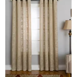 Kirklands Home Natural Woven Single Curtain Panel, 84 in. Tan Outlet