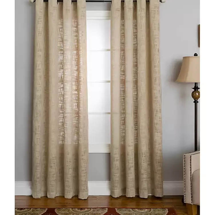 Kirklands Home Natural Woven Single Curtain Panel, 84 in. Tan Outlet
