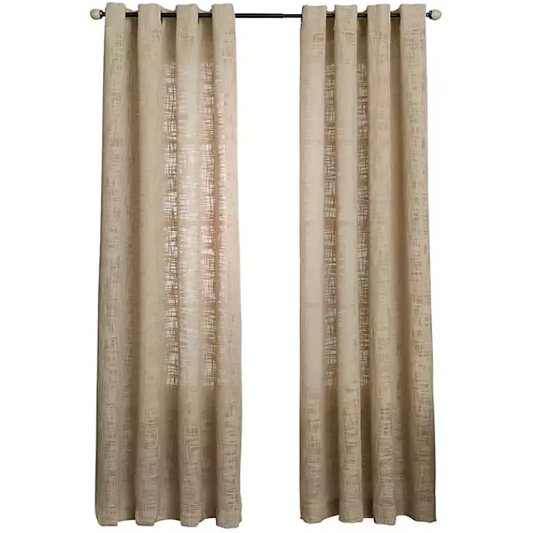 Kirklands Home Natural Woven Single Curtain Panel, 84 in. Tan Outlet