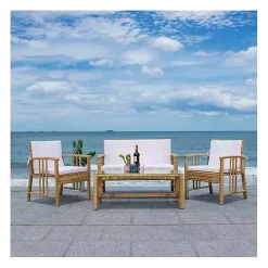 Kirklands Home Natural Woven Wicker 4-pc. Outdoor Living Set Tan Online