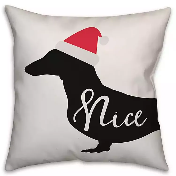 Pillows>Kirklands Home Naughty or Nice Dog Christmas Pillow