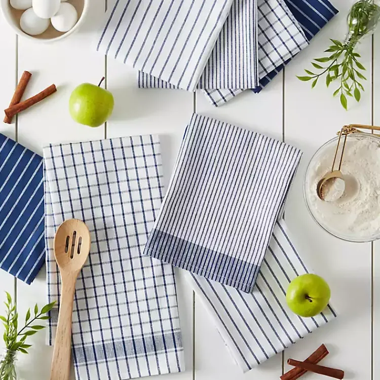 Kirklands Home Nautical Blue Basic Assorted Dishtowels, Set of 8 Outlet