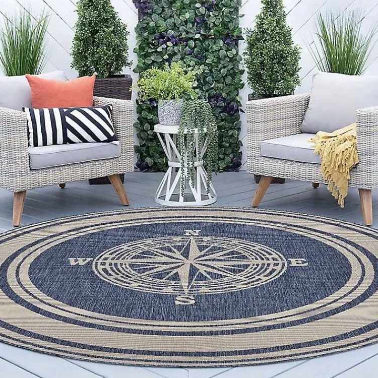 Kirklands Home Nautical Navigation Round Outdoor Area Rug Hot