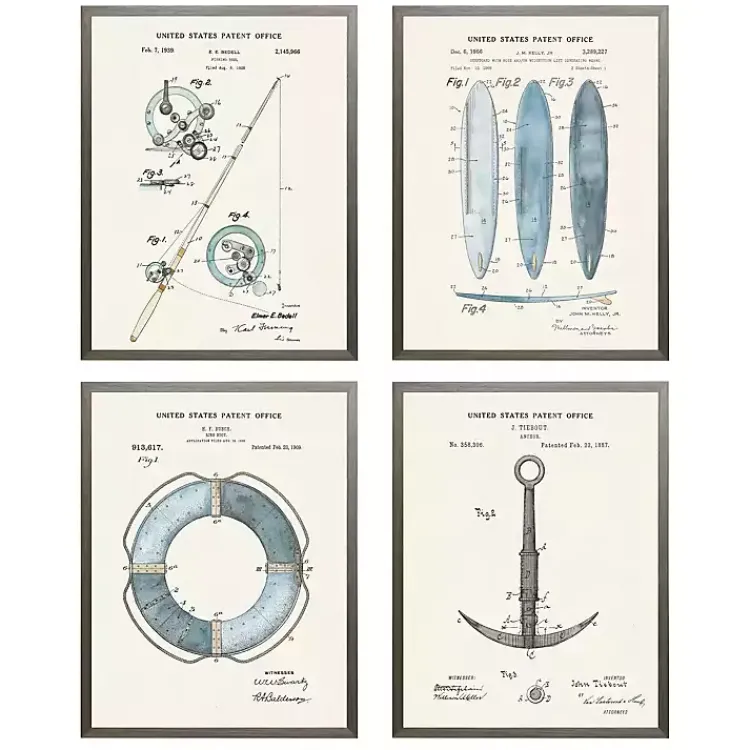 Kirklands Home Nautical Patent Framed Art Prints, Set of 4 Best