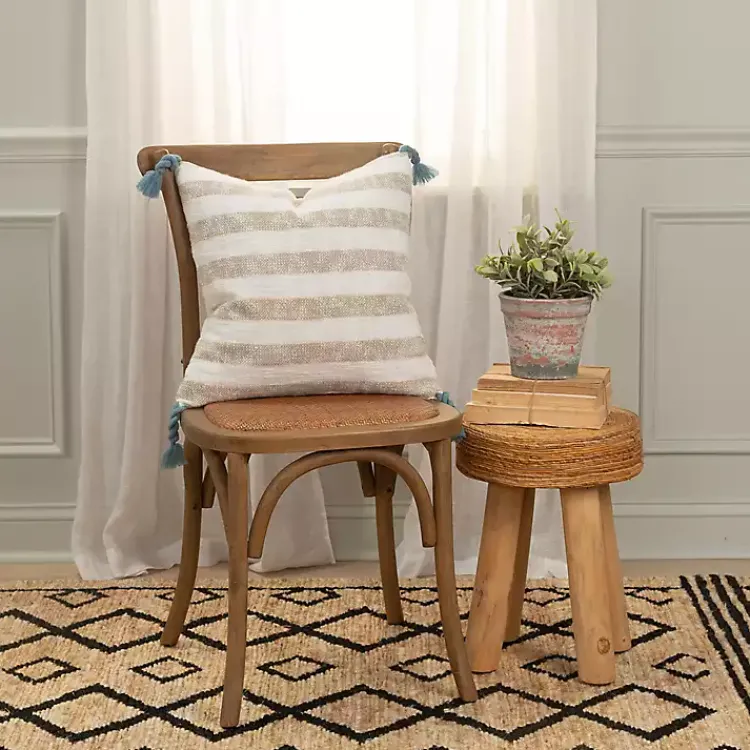 Pillows>Kirklands Home Nautical Stripe & Blue Tassel Pillow