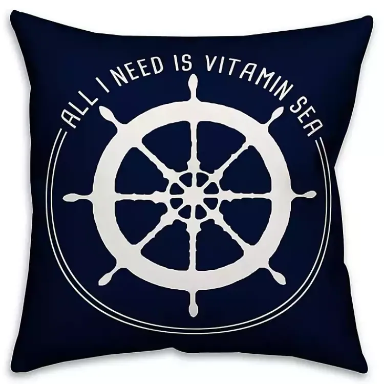Kirklands Home Nautical Vitamin Sea Outdoor Pillow New