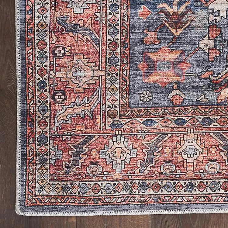 Kirklands Home Navy & Brick Botanical Washable Area Rug, 5x7 Sale