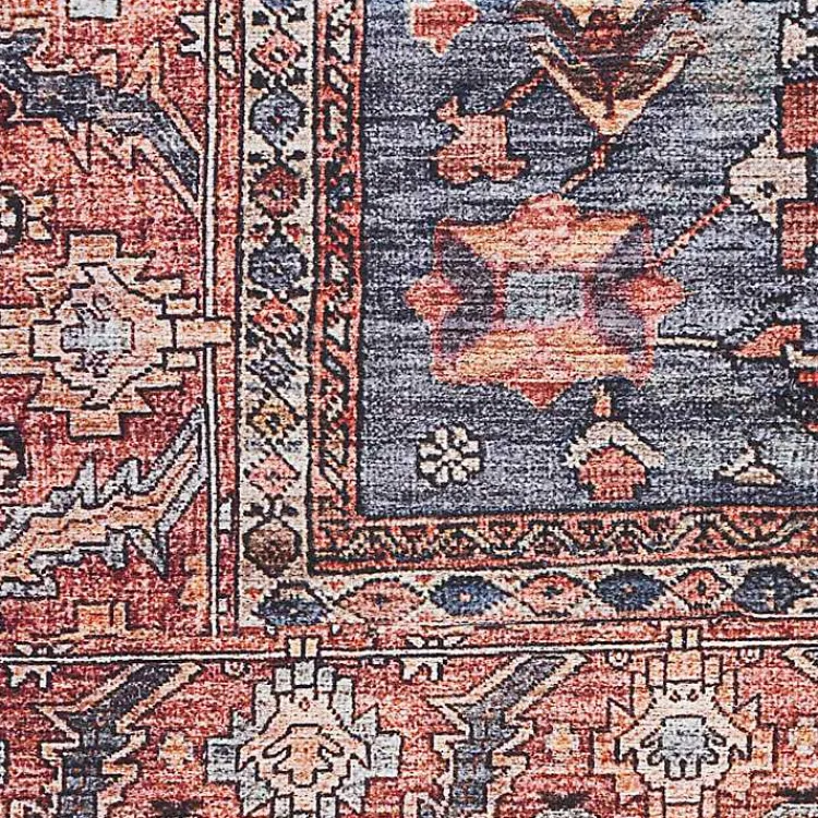 Kirklands Home Navy & Brick Botanical Washable Area Rug, 5x7 Sale