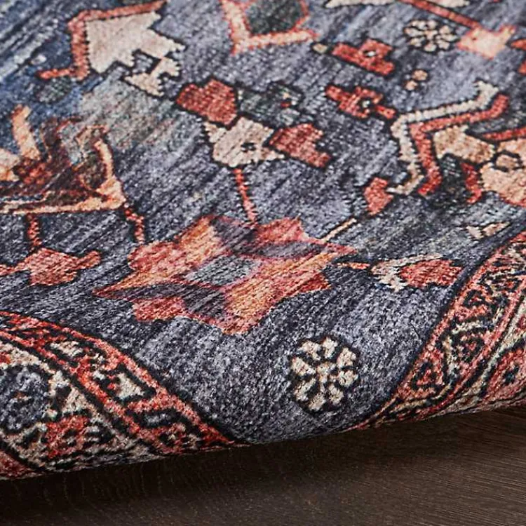 Kirklands Home Navy & Brick Botanical Washable Area Rug, 5x7 Sale