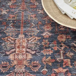 Kirklands Home Navy & Brick Botanical Washable Area Rug, 5x7 Sale