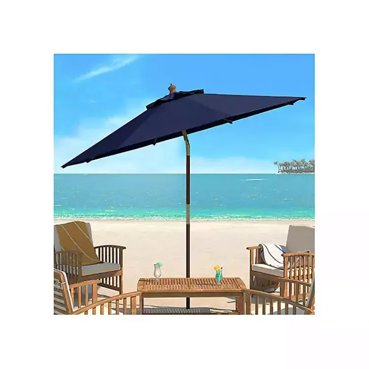 Kirklands Home Navy 9 ft. Eucalyptus Outdoor Umbrella Blue Discount