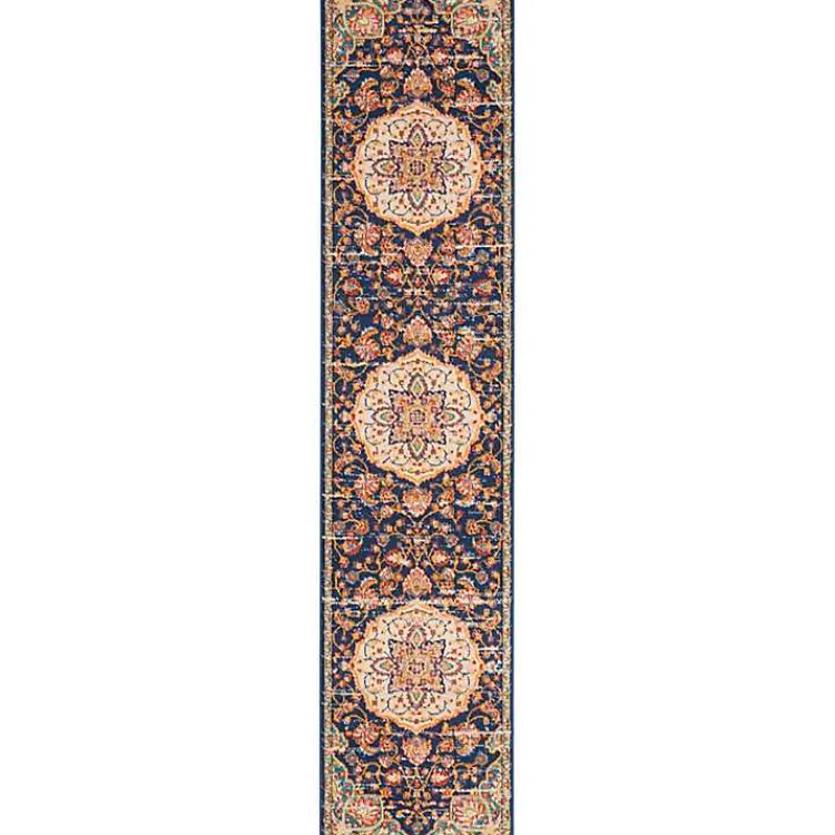 Kirklands Home Navy & Multi Floral Medallion Runner Hot