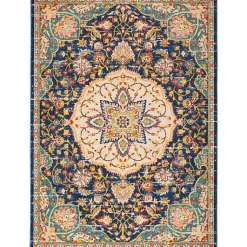 Kirklands Home Navy & Multi Floral Medallion Area Rug, 5x7 Outlet