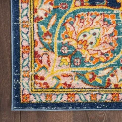 Kirklands Home Navy & Multi Floral Medallion Area Rug, 5x7 Outlet