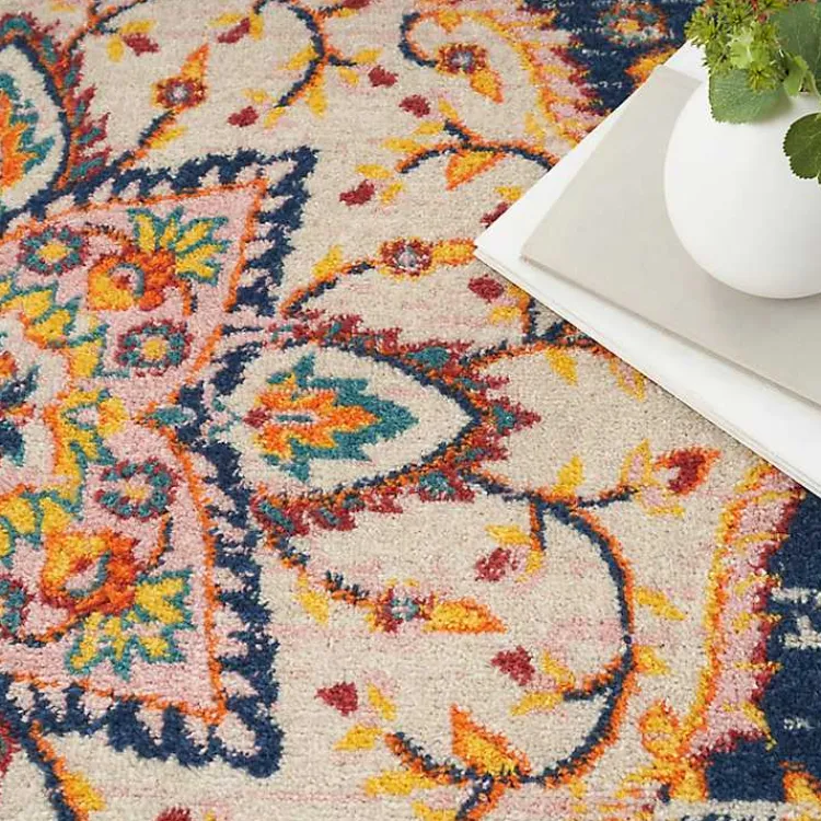 Kirklands Home Navy & Multi Floral Medallion Area Rug, 5x7 Outlet