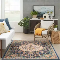 Kirklands Home Navy & Multi Floral Medallion Area Rug, 5x7 Outlet