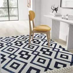 Kirklands Home Navy & White Diamond Trellis Area Rug, 8x10 Blue
