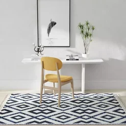 Kirklands Home Navy & White Diamond Trellis Area Rug, 8x10 Blue