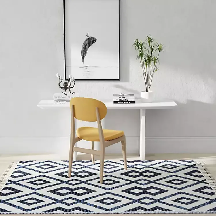 Kirklands Home Navy & White Diamond Trellis Area Rug, 8x10 Blue