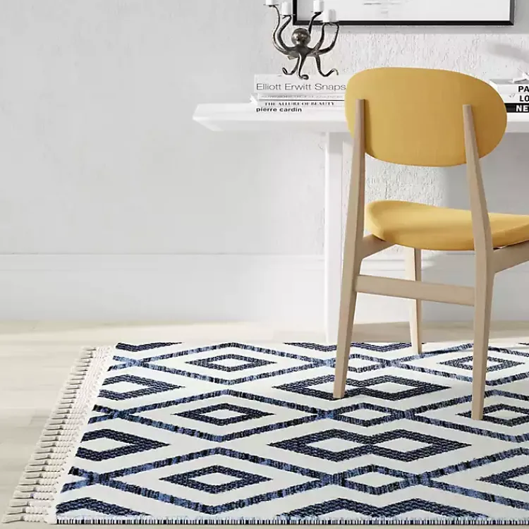 Kirklands Home Navy & White Diamond Trellis Area Rug, 8x10 Blue