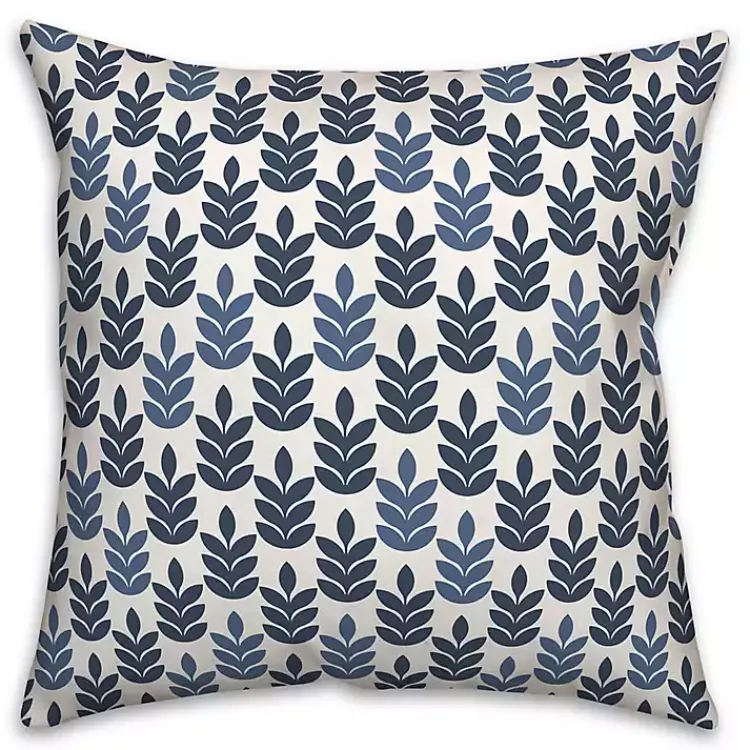 Kirklands Home Navy & White Leaves Indoor/Outdoor Pillow Discount