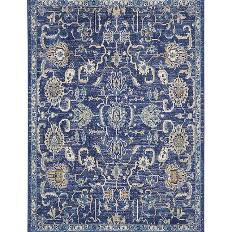 Kirklands Home Navy and Beige Botanical Area Rug, 5x7 Sale