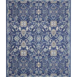 Kirklands Home Navy and Beige Botanical Area Rug, 7x10 New