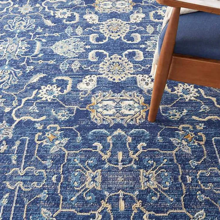 Kirklands Home Navy and Beige Botanical Area Rug, 7x9