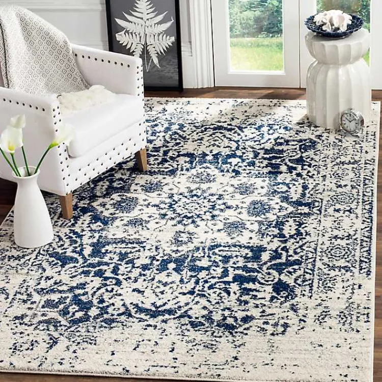 Kirklands Home Navy and Cream Madison Distressed Area Rug, 5x7 Online