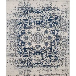 Kirklands Home Navy and Cream Madison Distressed Area Rug, 8x10 Clearance