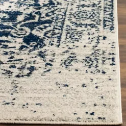 Kirklands Home Navy and Cream Madison Distressed Area Rug, 8x10 Clearance