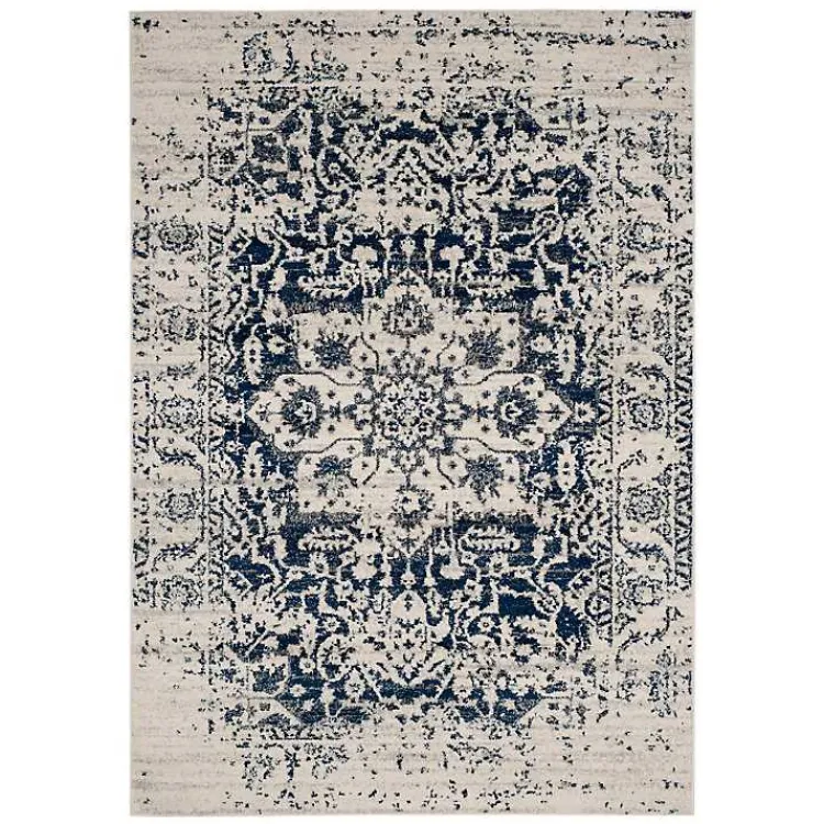 Kirklands Home Navy and Cream Madison Distressed Area Rug, 6x9 Hot