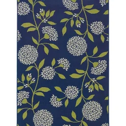 Kirklands Home Navy and Green Floral Vine Outdoor Area Rug, 5x7 Discount